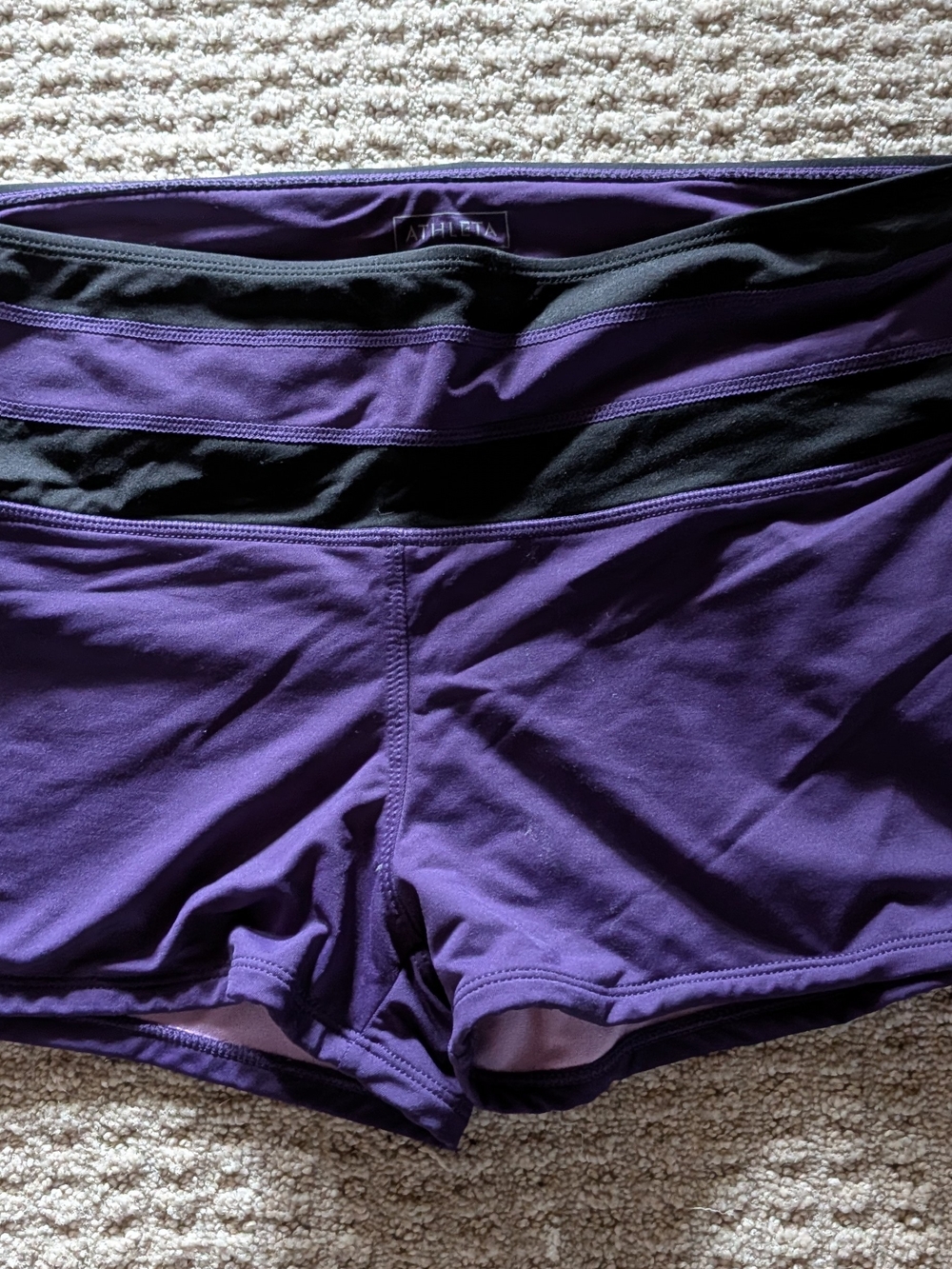 Athleta Purple and Black Boyshort Swim Bottoms  Like New